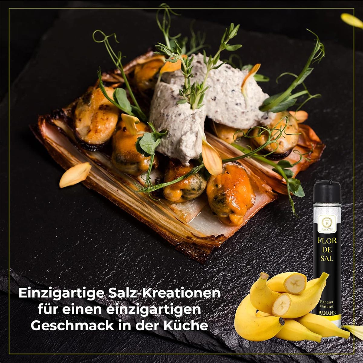 BACCYS Flor de Sal Meersalz Flocken in verschiedenen Geschmacksrichtungen Praktische Mühle