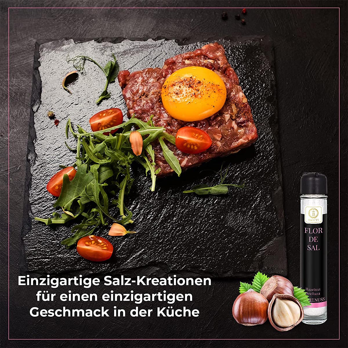 BACCYS Flor de Sal Meersalz Flocken in verschiedenen Geschmacksrichtungen Praktische Mühle