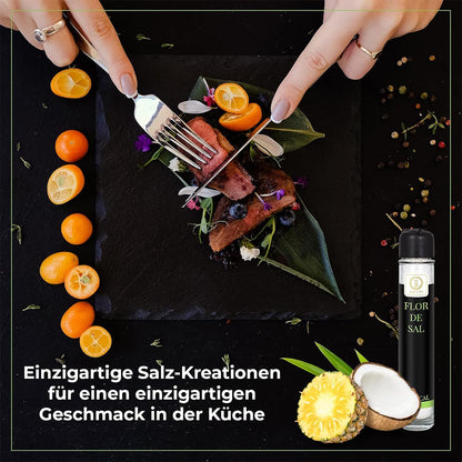 BACCYS Flor de Sal Meersalz Flocken in verschiedenen Geschmacksrichtungen Praktische Mühle