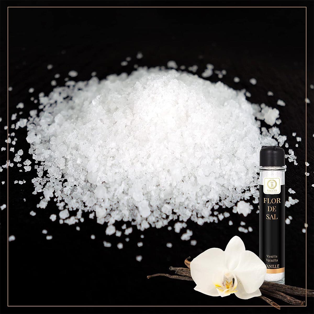 BACCYS Flor de Sal Meersalz Flocken in verschiedenen Geschmacksrichtungen Praktische Mühle