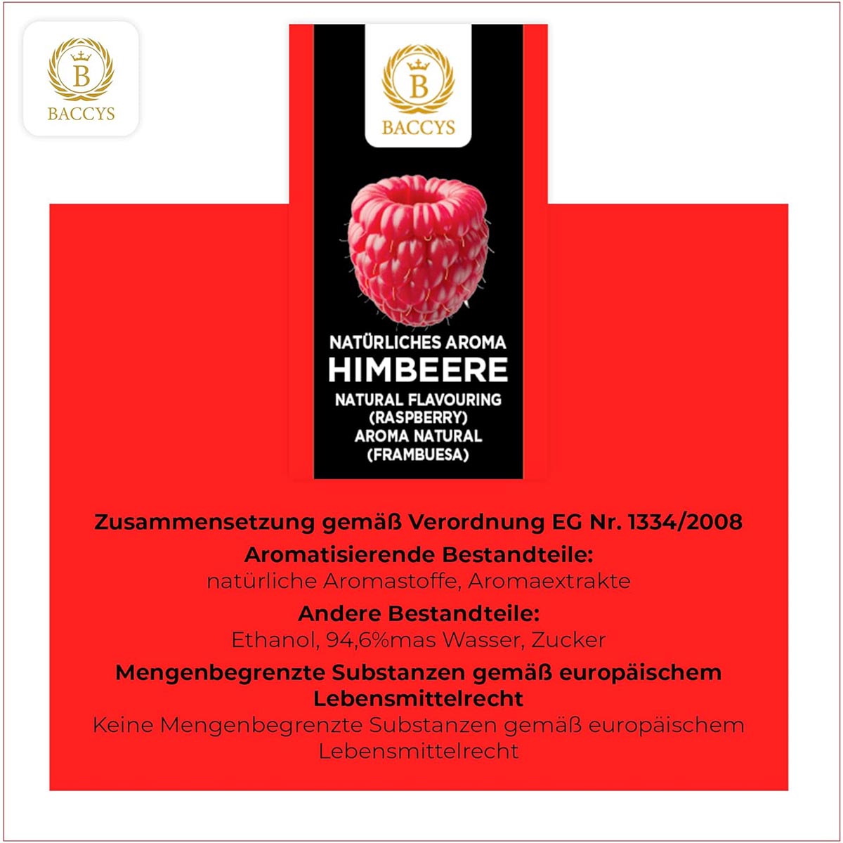 BACCYS Natürliches Aroma: Intensive Geschmacksvielfalt für Getränke und Backen, 10ml, vegan, zuckerfrei