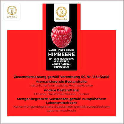 BACCYS Natürliches Aroma: Intensive Geschmacksvielfalt für Getränke und Backen, 10ml, vegan, zuckerfrei