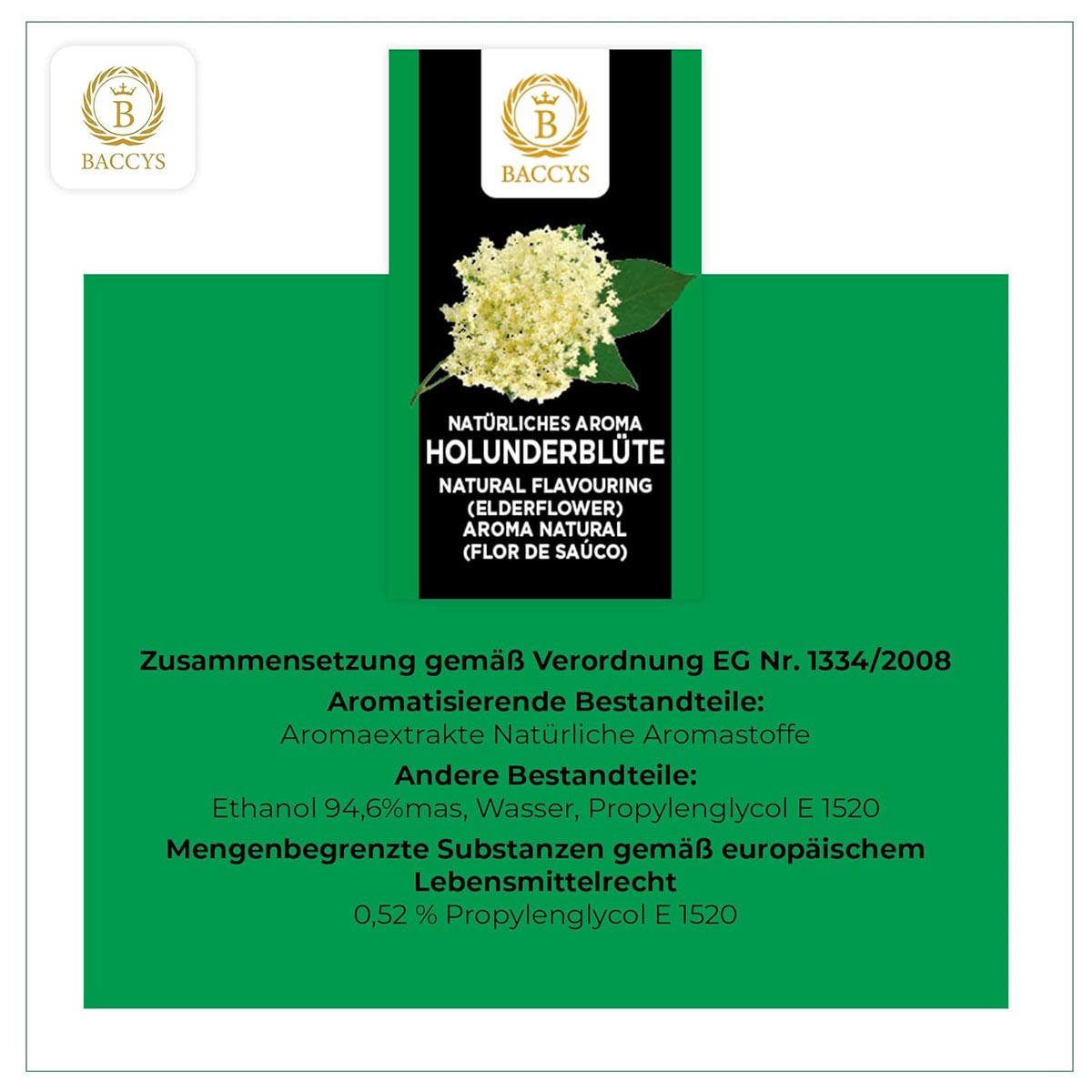 BACCYS Natürliches Aroma: Intensive Geschmacksvielfalt für Getränke und Backen, 10ml, vegan, zuckerfrei