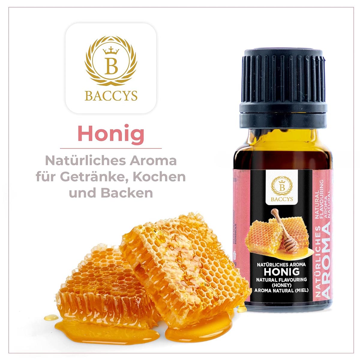 BACCYS Natürliches Aroma: Intensive Geschmacksvielfalt für Getränke und Backen, 10ml, vegan, zuckerfrei