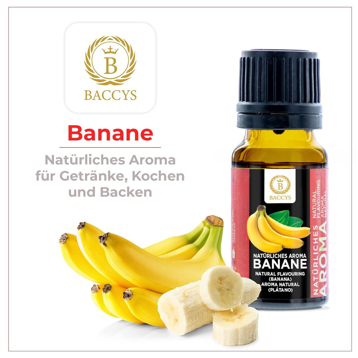 BACCYS Natürliches Aroma: Intensive Geschmacksvielfalt für Getränke und Backen, 10ml, vegan, zuckerfrei