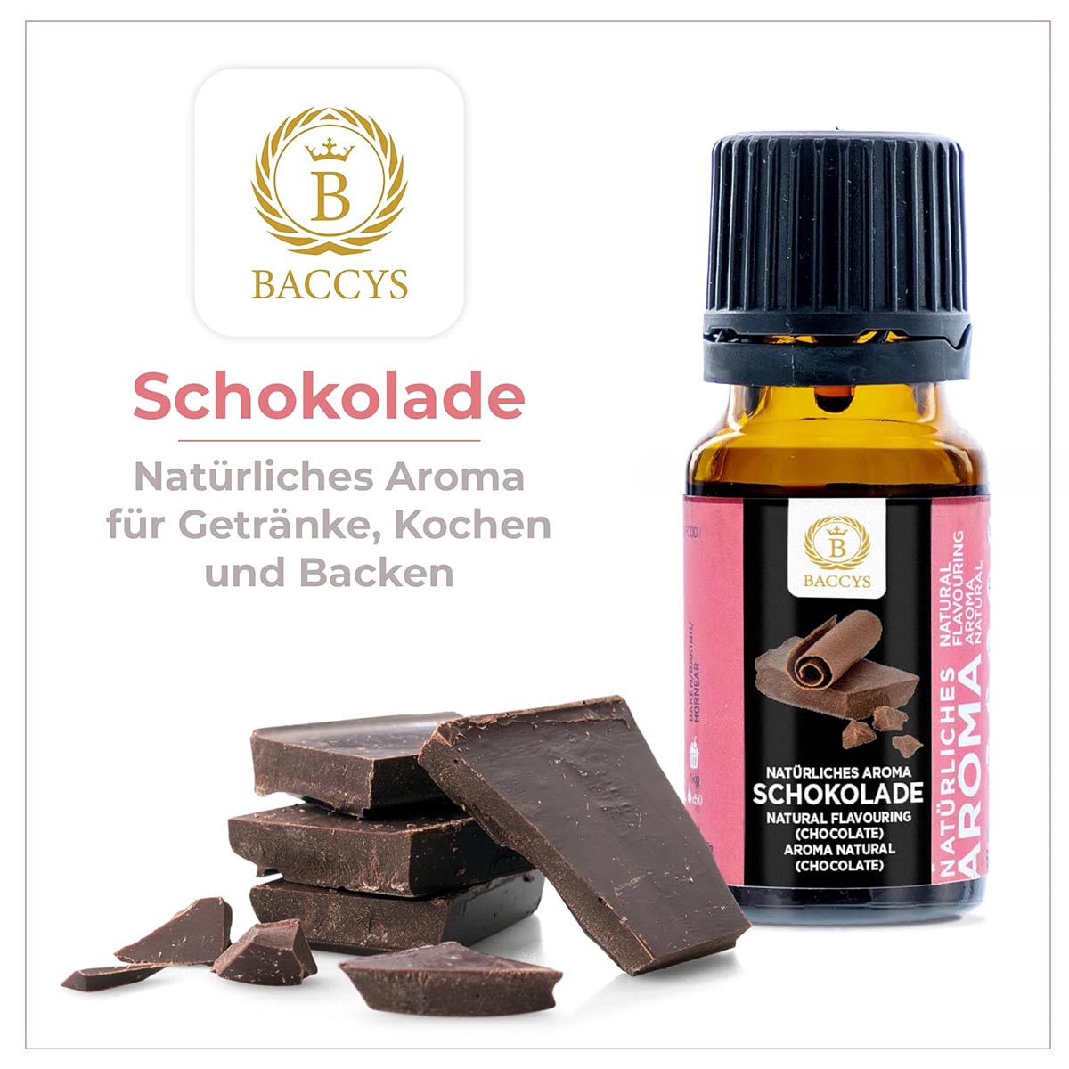 BACCYS Natürliches Aroma: Intensive Geschmacksvielfalt für Getränke und Backen, 10ml, vegan, zuckerfrei