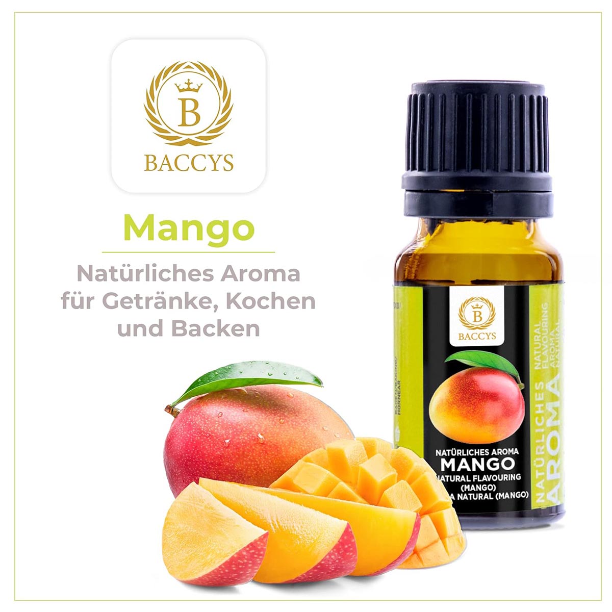 BACCYS Natürliches Aroma: Intensive Geschmacksvielfalt für Getränke und Backen, 10ml, vegan, zuckerfrei