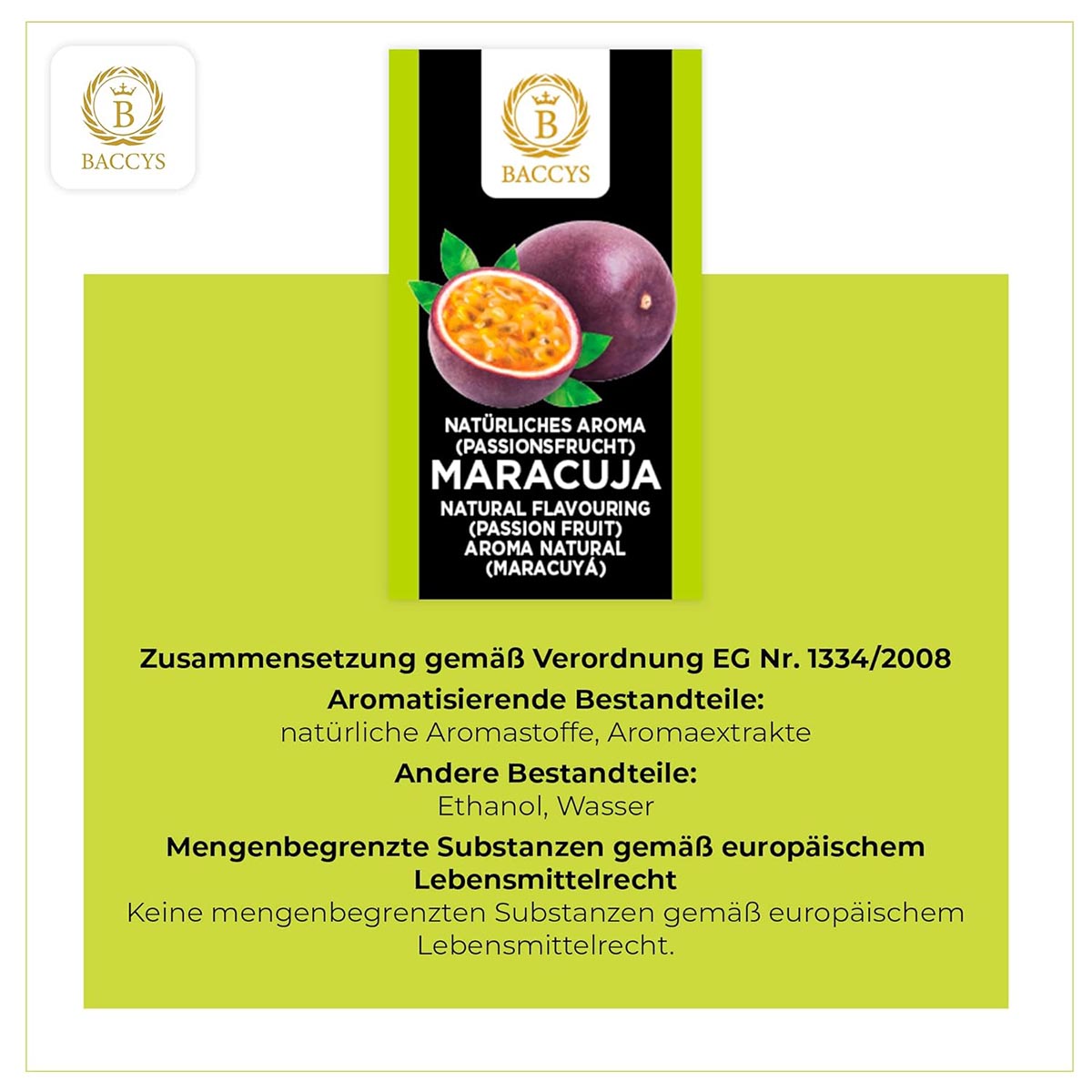 BACCYS Natürliches Aroma: Intensive Geschmacksvielfalt für Getränke und Backen, 10ml, vegan, zuckerfrei