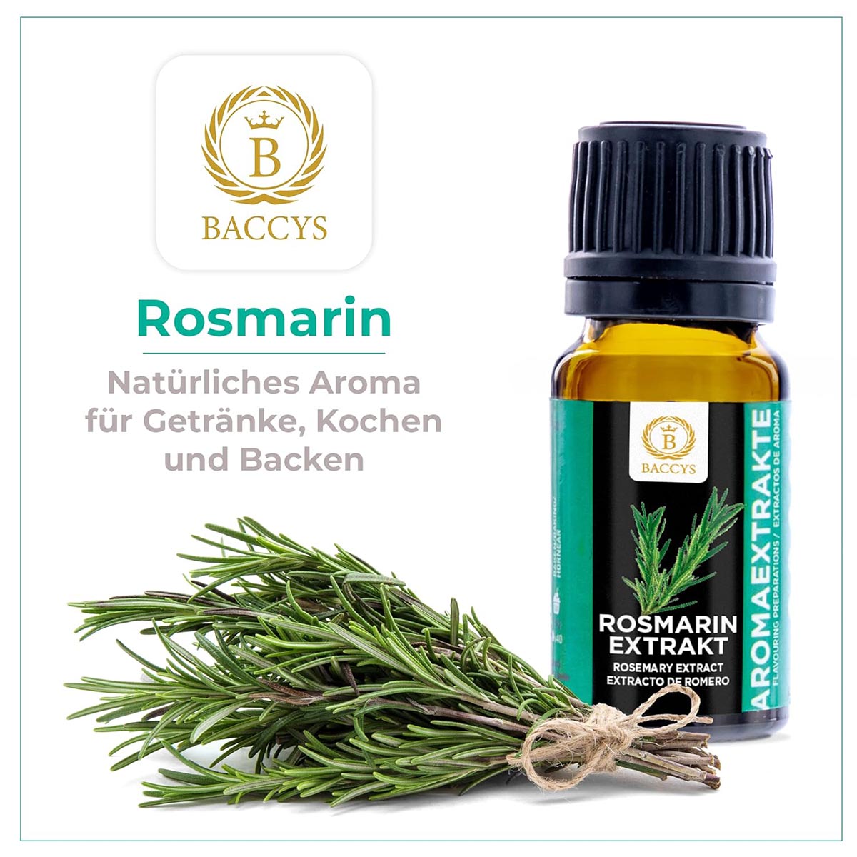 BACCYS Natürliches Aroma: Intensive Geschmacksvielfalt für Getränke und Backen, 10ml, vegan, zuckerfrei