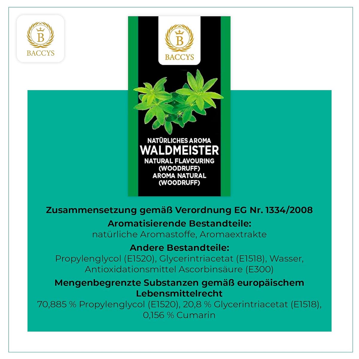 BACCYS Natürliches Aroma: Intensive Geschmacksvielfalt für Getränke und Backen, 10ml, vegan, zuckerfrei