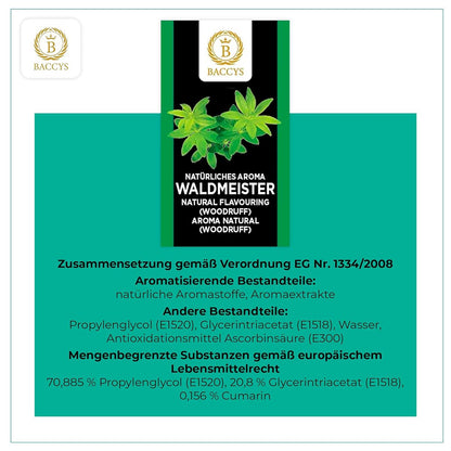 BACCYS Natürliches Aroma: Intensive Geschmacksvielfalt für Getränke und Backen, 10ml, vegan, zuckerfrei