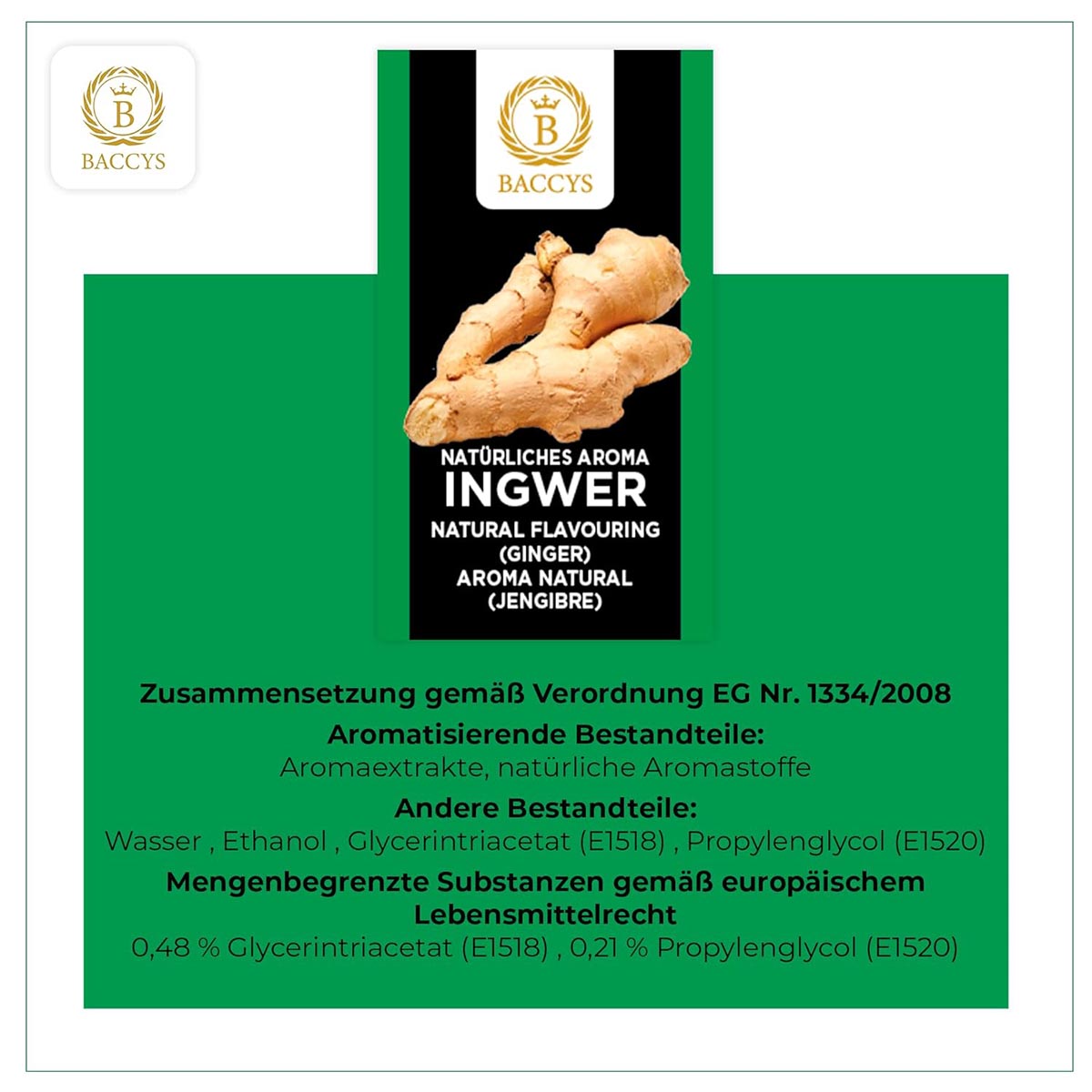 BACCYS Natürliches Aroma: Intensive Geschmacksvielfalt für Getränke und Backen, 10ml, vegan, zuckerfrei