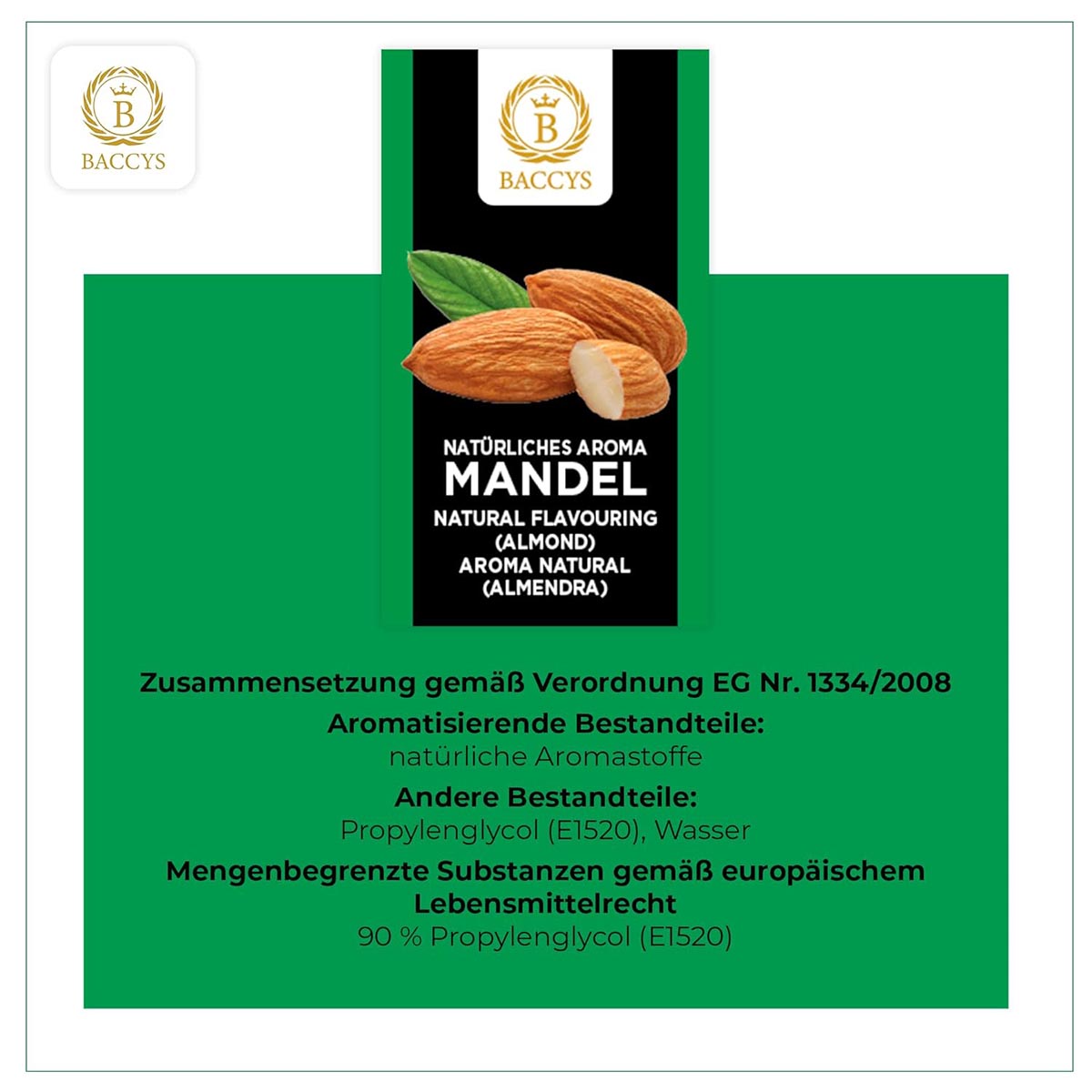 BACCYS Natürliches Aroma: Intensive Geschmacksvielfalt für Getränke und Backen, 10ml, vegan, zuckerfrei