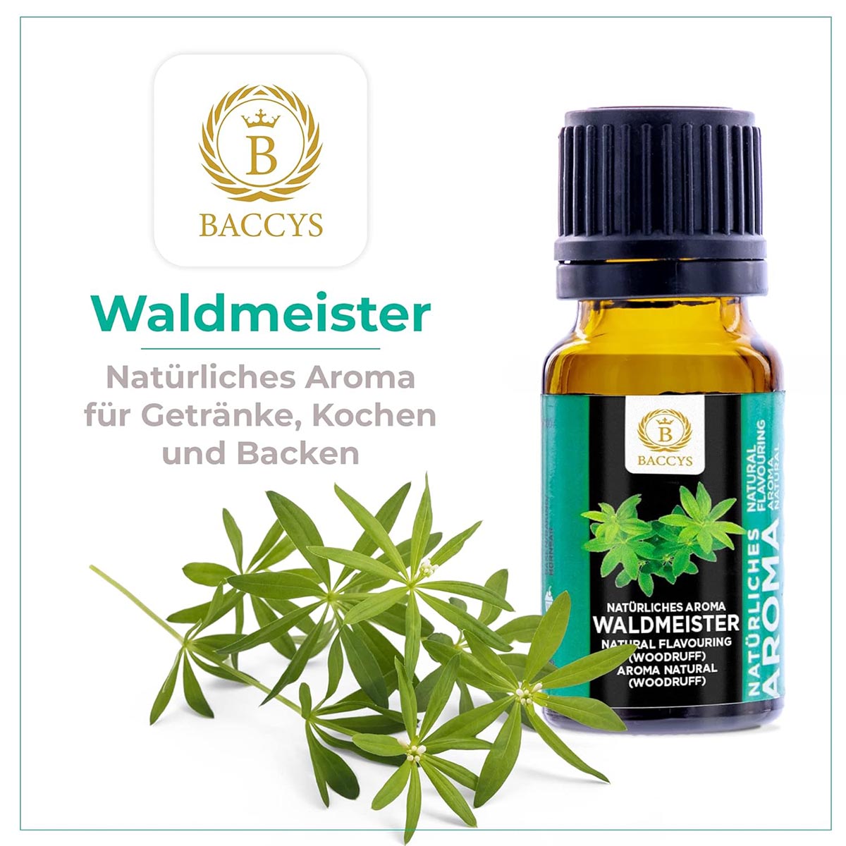 BACCYS Natürliches Aroma: Intensive Geschmacksvielfalt für Getränke und Backen, 10ml, vegan, zuckerfrei