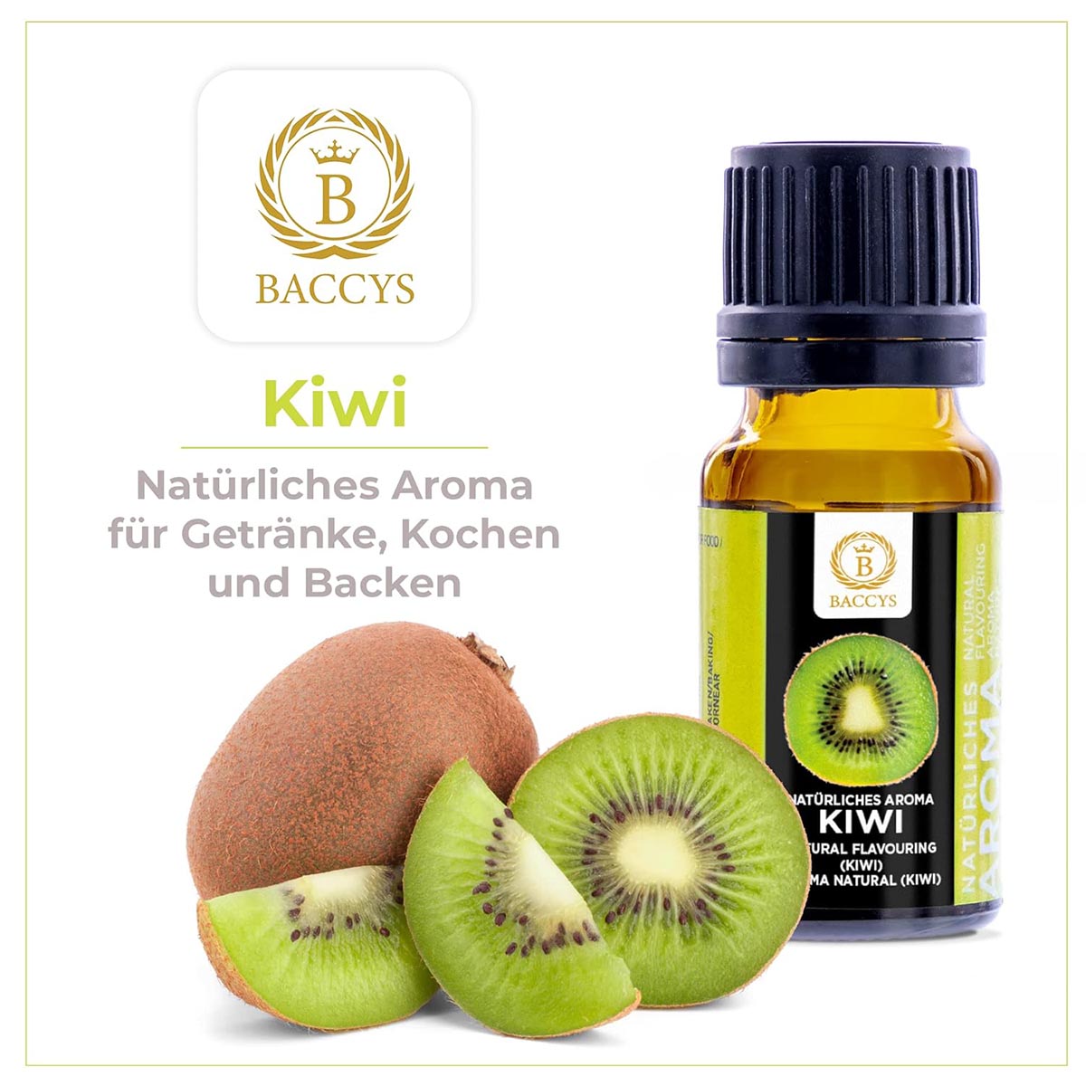 BACCYS Natürliches Aroma: Intensive Geschmacksvielfalt für Getränke und Backen, 10ml, vegan, zuckerfrei