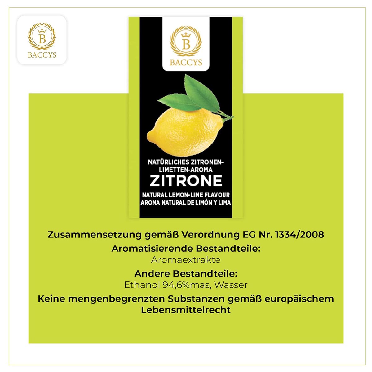BACCYS Natürliches Aroma: Intensive Geschmacksvielfalt für Getränke und Backen, 10ml, vegan, zuckerfrei