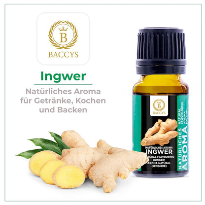 BACCYS Natürliches Aroma: Intensive Geschmacksvielfalt für Getränke und Backen, 10ml, vegan, zuckerfrei