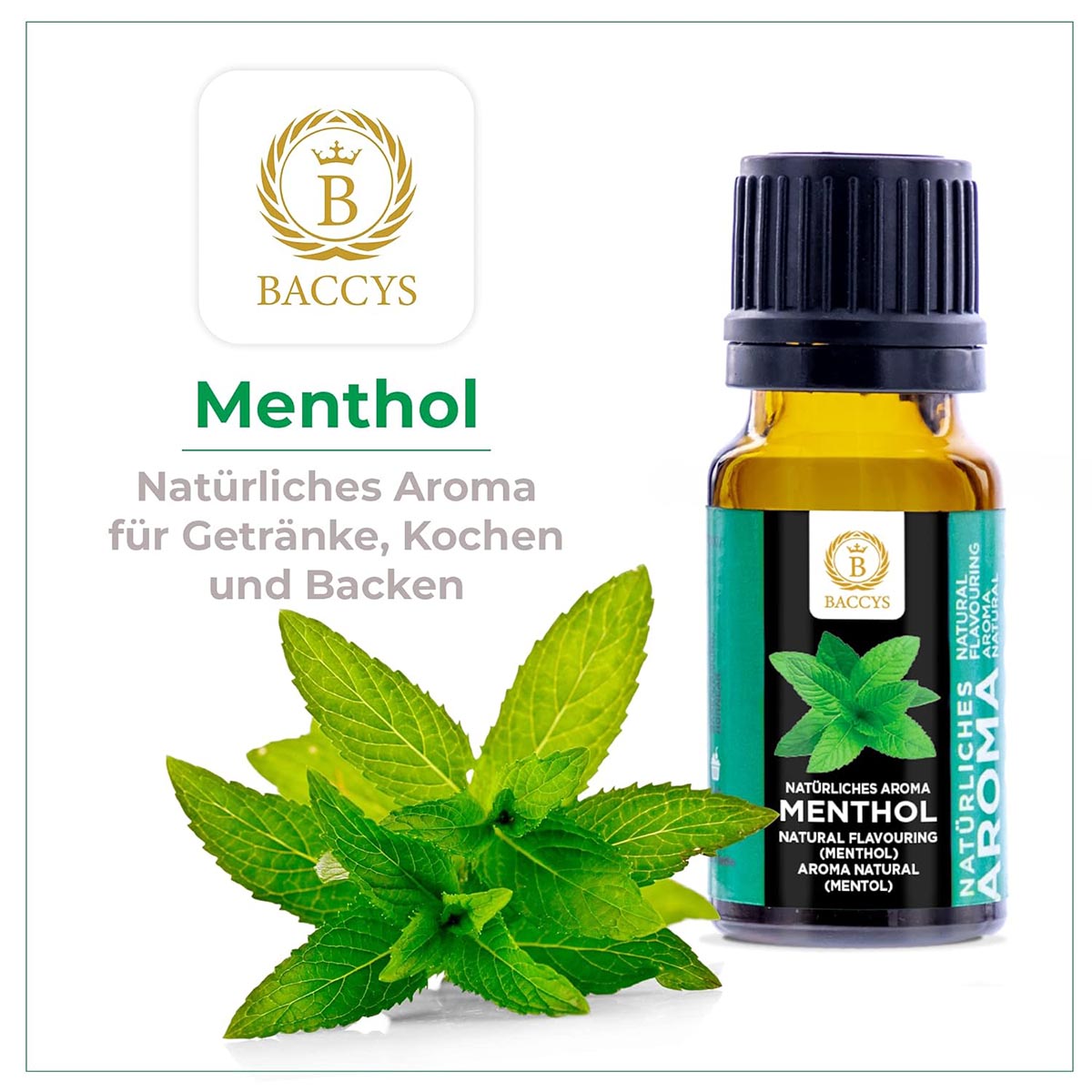 BACCYS Natürliches Aroma: Intensive Geschmacksvielfalt für Getränke und Backen, 10ml, vegan, zuckerfrei