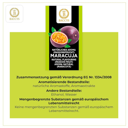 BACCYS Natürliches Aroma: Intensive Geschmacksvielfalt für Getränke und Backen, 10ml, vegan, zuckerfrei