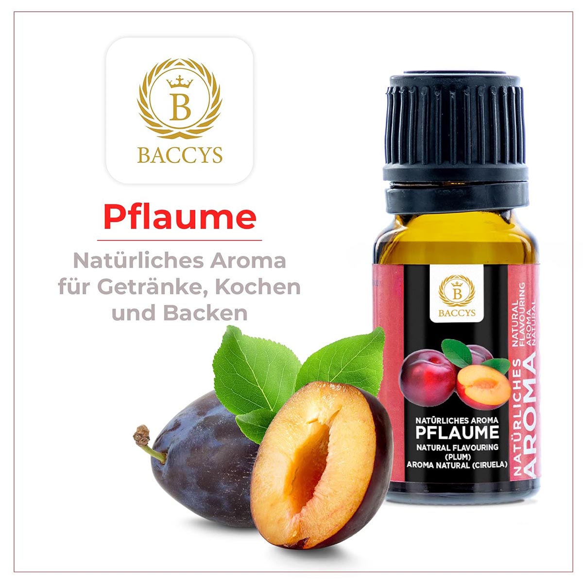 BACCYS Natürliches Aroma: Intensive Geschmacksvielfalt für Getränke und Backen, 10ml, vegan, zuckerfrei