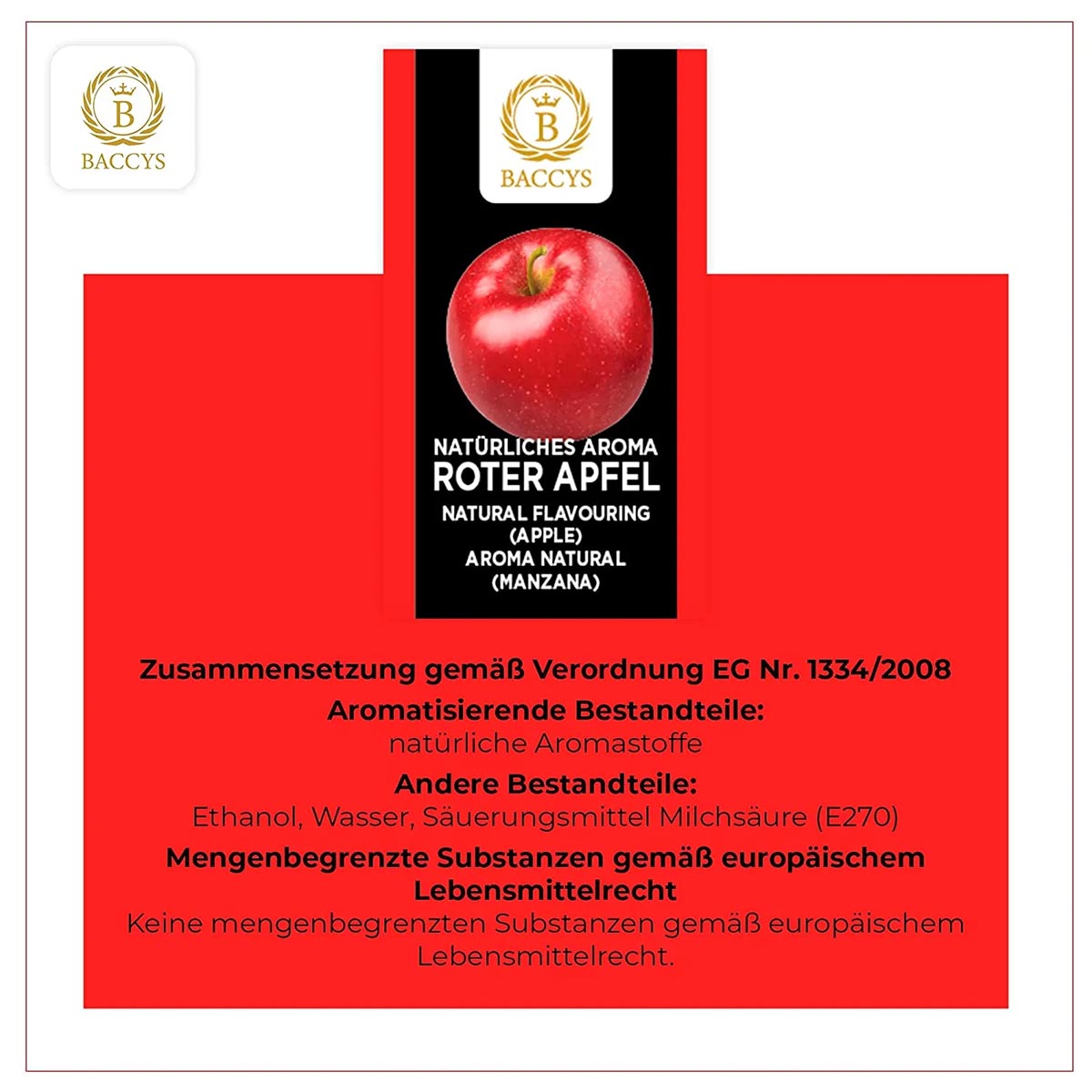 BACCYS Natürliches Aroma: Intensive Geschmacksvielfalt für Getränke und Backen, 10ml, vegan, zuckerfrei