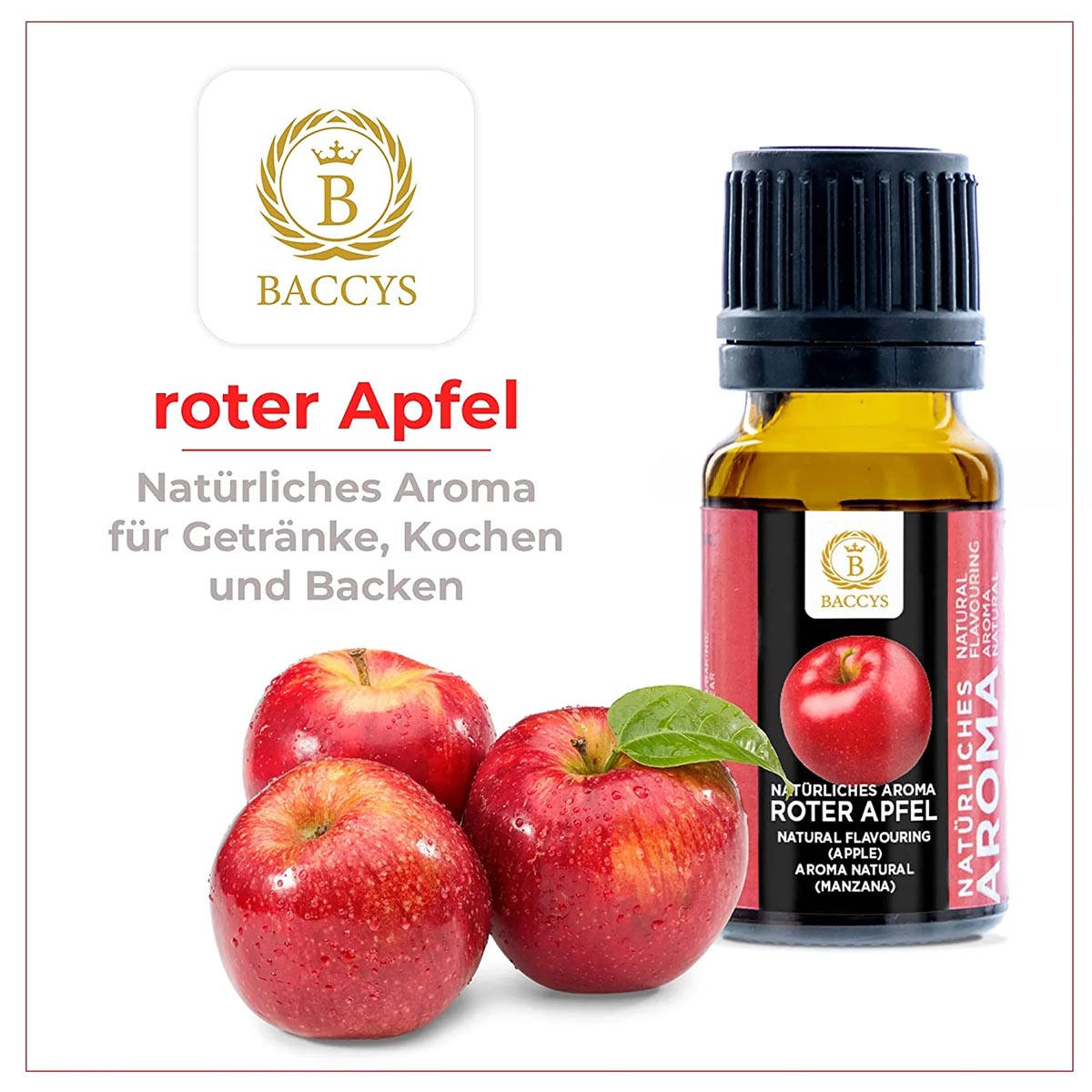BACCYS Natürliches Aroma: Intensive Geschmacksvielfalt für Getränke und Backen, 10ml, vegan, zuckerfrei