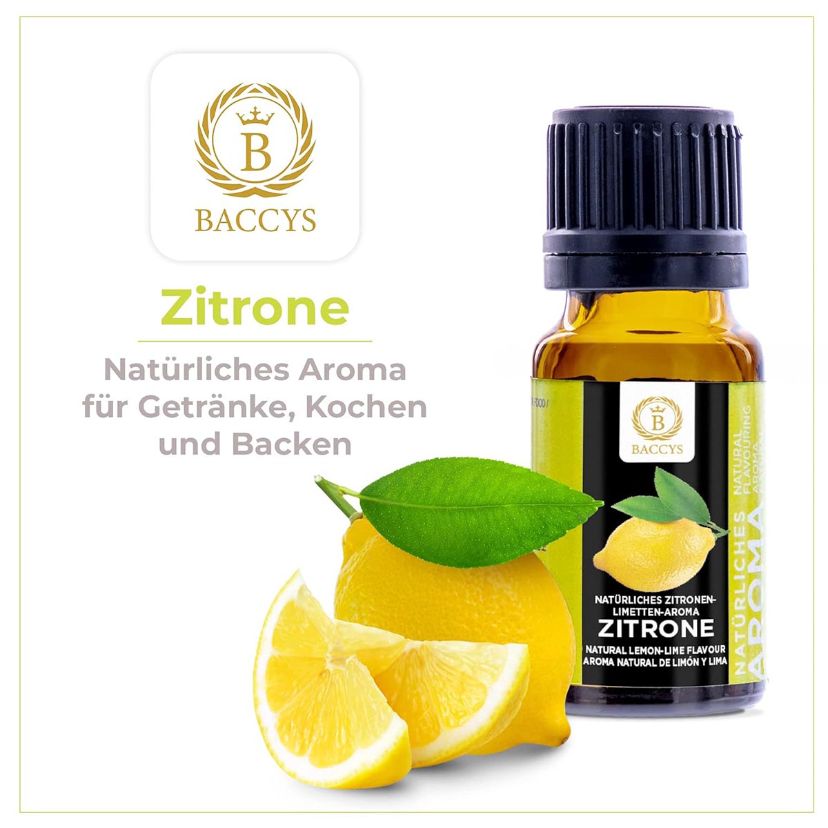 BACCYS Natürliches Aroma: Intensive Geschmacksvielfalt für Getränke und Backen, 10ml, vegan, zuckerfrei