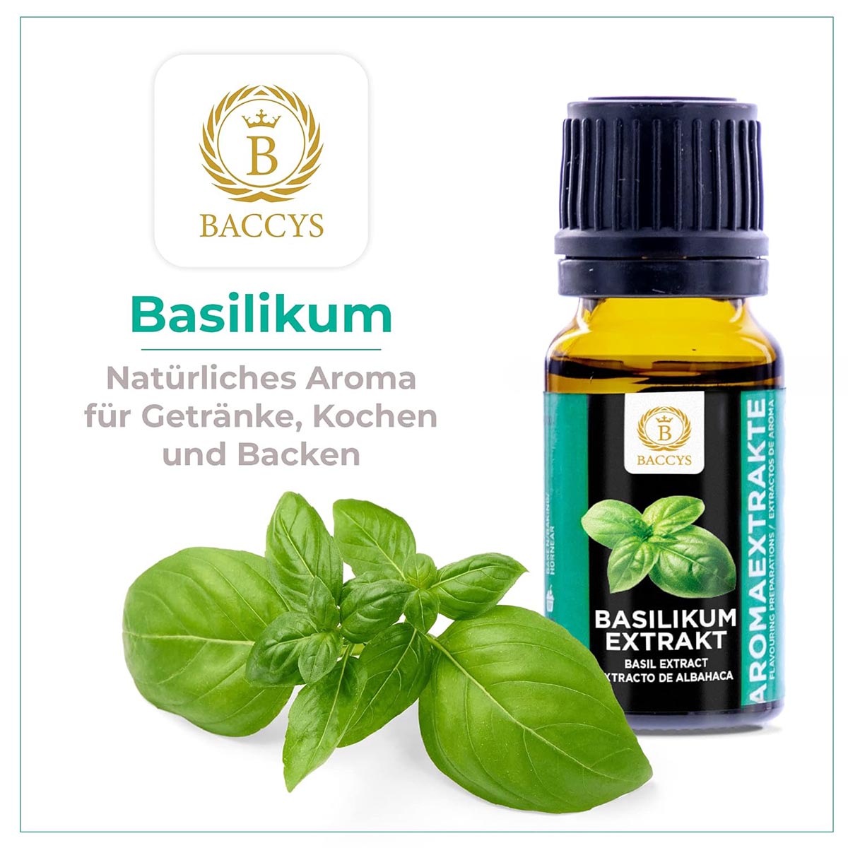 BACCYS Natürliches Aroma: Intensive Geschmacksvielfalt für Getränke und Backen, 10ml, vegan, zuckerfrei