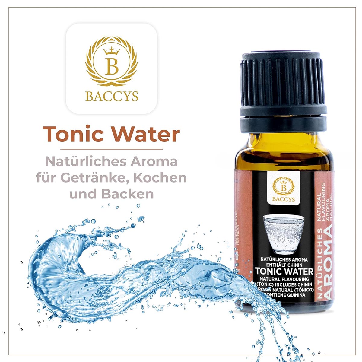 BACCYS Natürliches Aroma: Intensive Geschmacksvielfalt für Getränke und Backen, 10ml, vegan, zuckerfrei