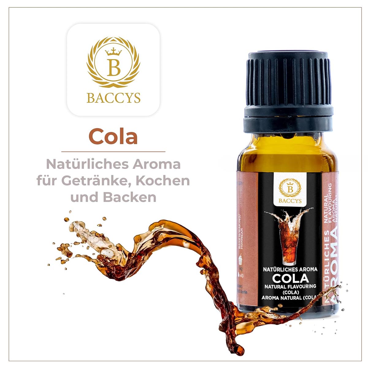 BACCYS Natürliches Aroma: Intensive Geschmacksvielfalt für Getränke und Backen, 10ml, vegan, zuckerfrei