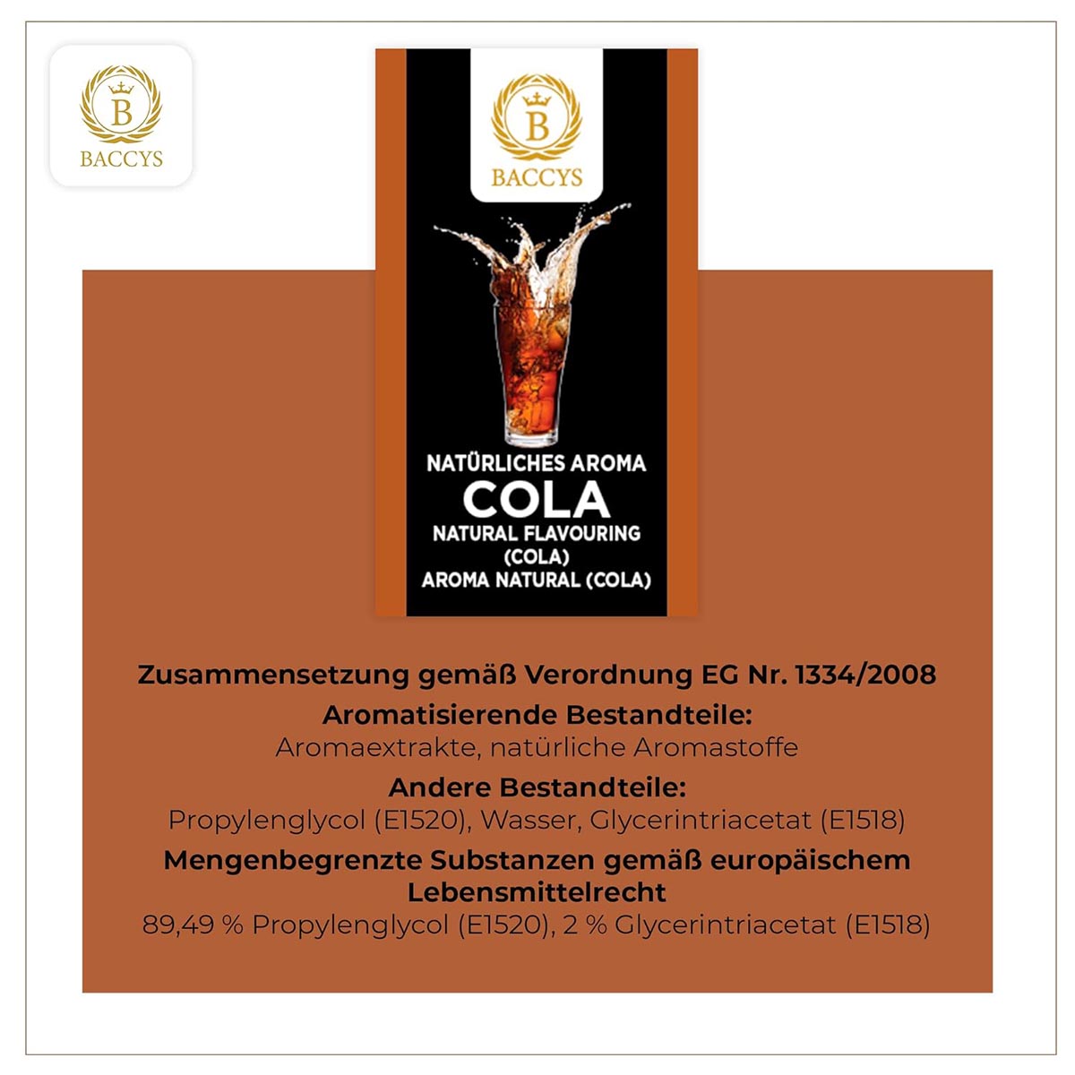 BACCYS Natürliches Aroma: Intensive Geschmacksvielfalt für Getränke und Backen, 10ml, vegan, zuckerfrei