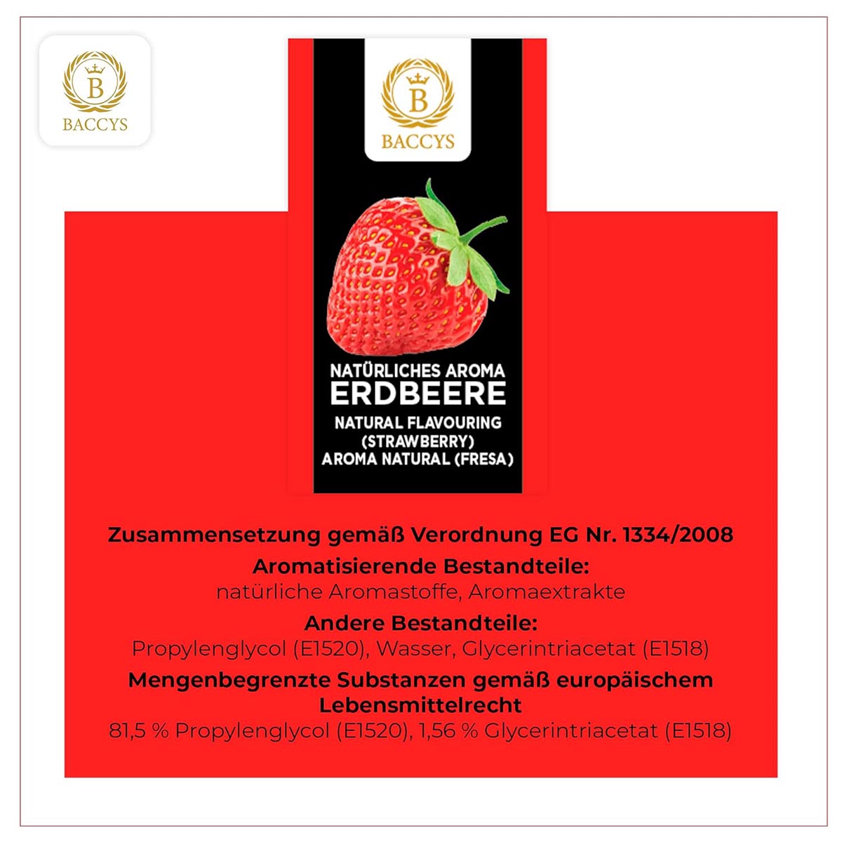 BACCYS Natürliches Aroma: Intensive Geschmacksvielfalt für Getränke und Backen, 10ml, vegan, zuckerfrei