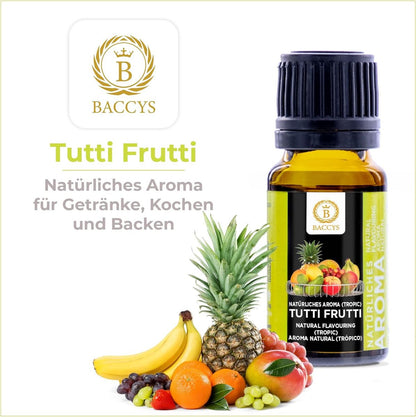 BACCYS Natürliches Aroma: Intensive Geschmacksvielfalt für Getränke und Backen, 10ml, vegan, zuckerfrei