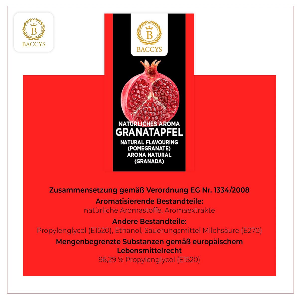 BACCYS Natürliches Aroma: Intensive Geschmacksvielfalt für Getränke und Backen, 10ml, vegan, zuckerfrei