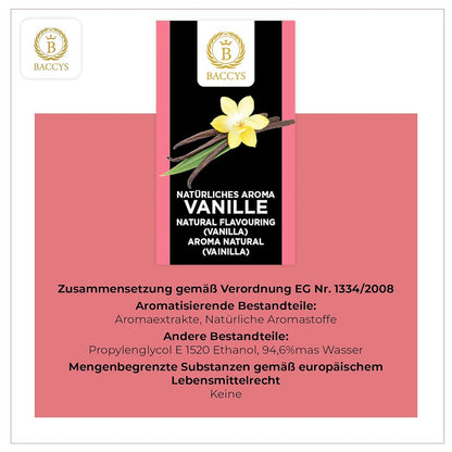 BACCYS Natürliches Aroma: Intensive Geschmacksvielfalt für Getränke und Backen, 10ml, vegan, zuckerfrei