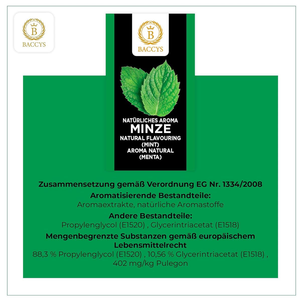 BACCYS Natürliches Aroma: Intensive Geschmacksvielfalt für Getränke und Backen, 10ml, vegan, zuckerfrei