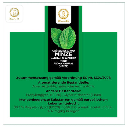 BACCYS Natürliches Aroma: Intensive Geschmacksvielfalt für Getränke und Backen, 10ml, vegan, zuckerfrei