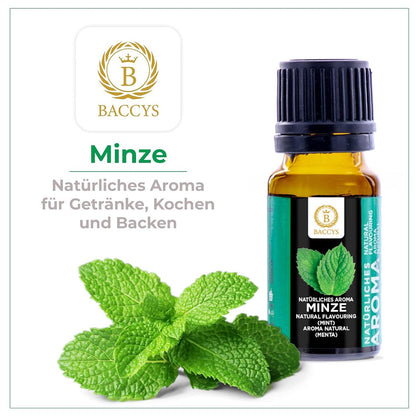 BACCYS Natürliches Aroma: Intensive Geschmacksvielfalt für Getränke und Backen, 10ml, vegan, zuckerfrei