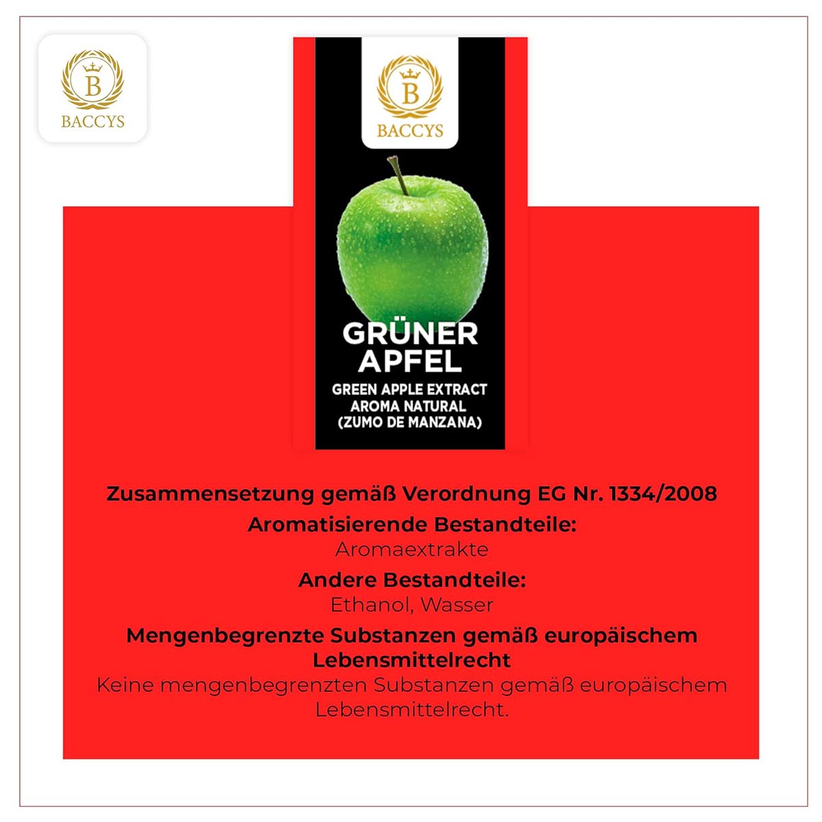 BACCYS Natürliches Aroma: Intensive Geschmacksvielfalt für Getränke und Backen, 10ml, vegan, zuckerfrei