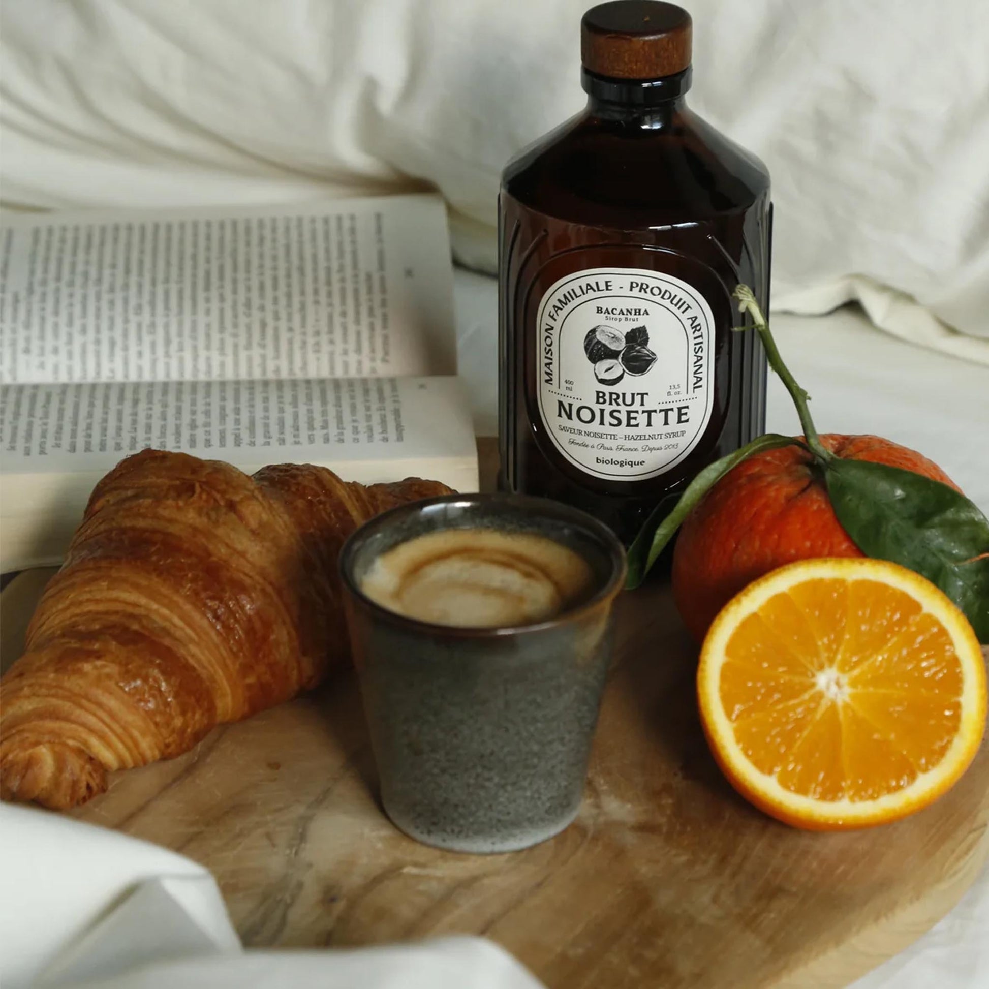 Bacanha Sirop Brut de Noisette Bio Haselnuss Sirup – französischer Bio-Haselnuss-Sirup aus Bio-Rohrzucker in Glasflasche, ideal für Kaffee und Desserts