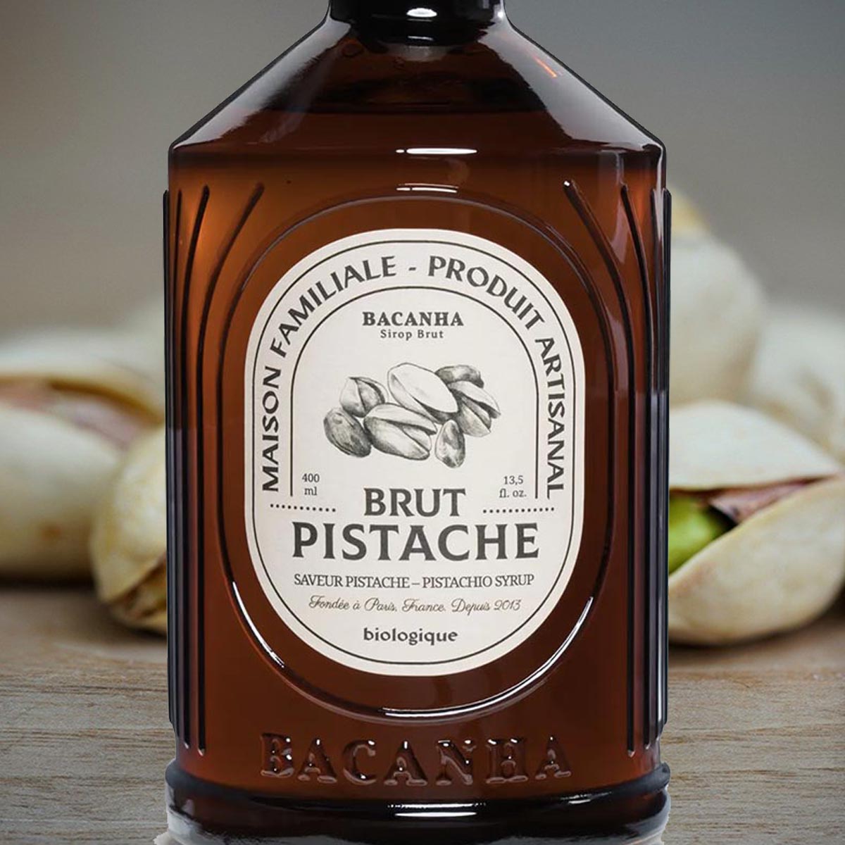 Bacanha Sirop Brut de Pistache Bio 400 ml - Bio Pistazien Sirup mit Bio Rohrzucker