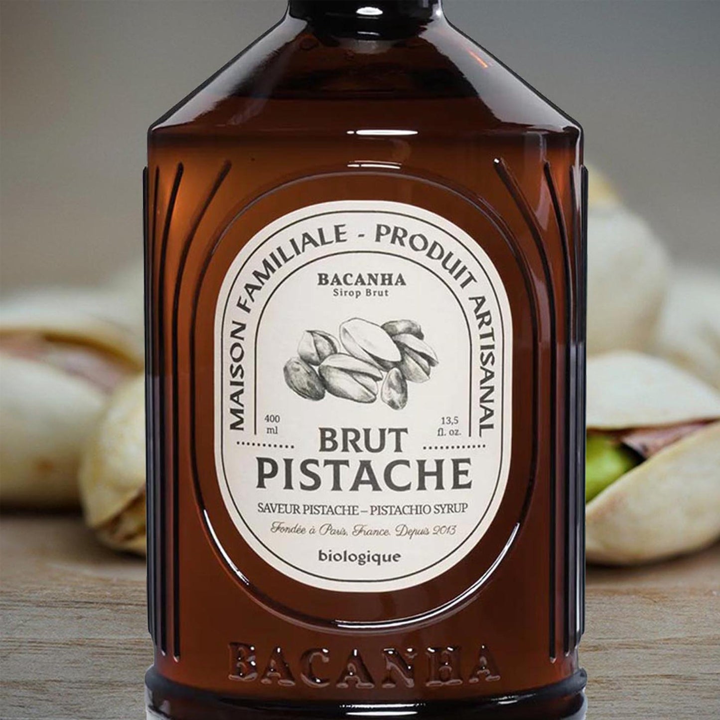 Bacanha Sirop Brut de Pistache Bio Pistazien Sirup – französischer Bio-Pistaziensirup aus Bio-Rohrzucker in Glasflasche, ideal für Getränke und Desserts