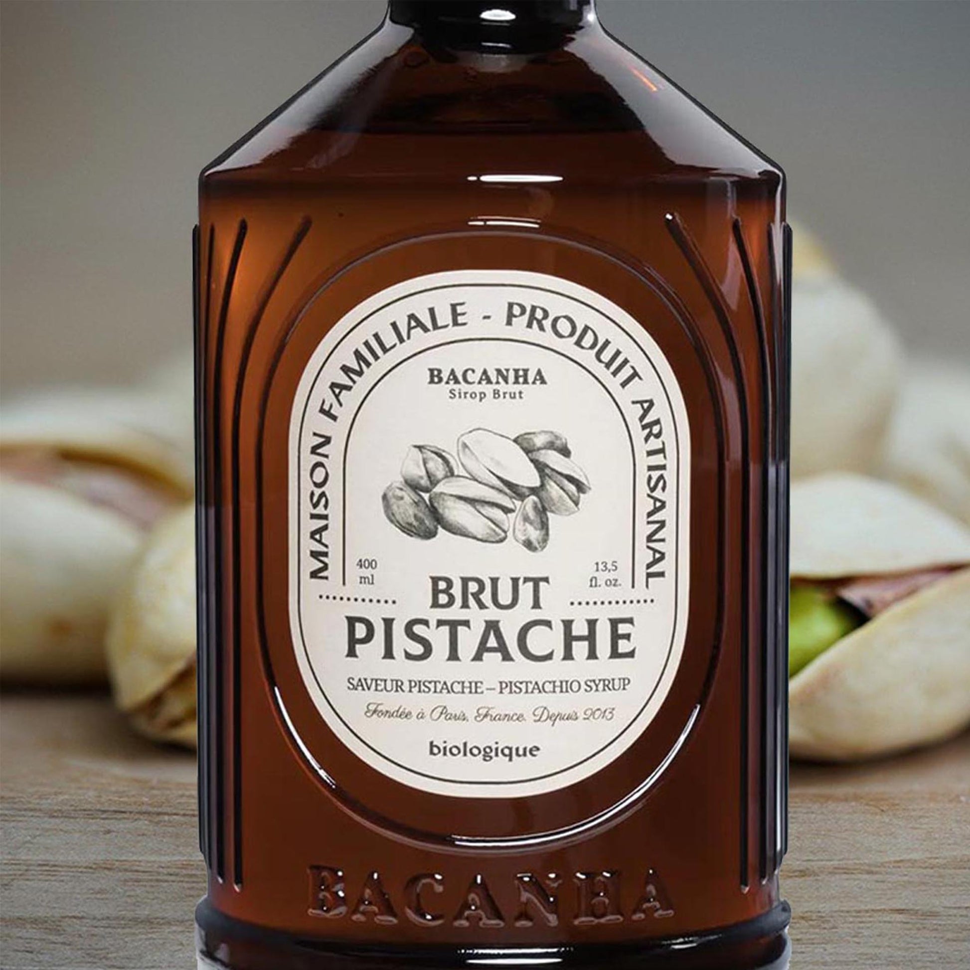 Bacanha Sirop Brut de Pistache Bio Pistazien Sirup – französischer Bio-Pistaziensirup aus Bio-Rohrzucker in Glasflasche, ideal für Getränke und Desserts