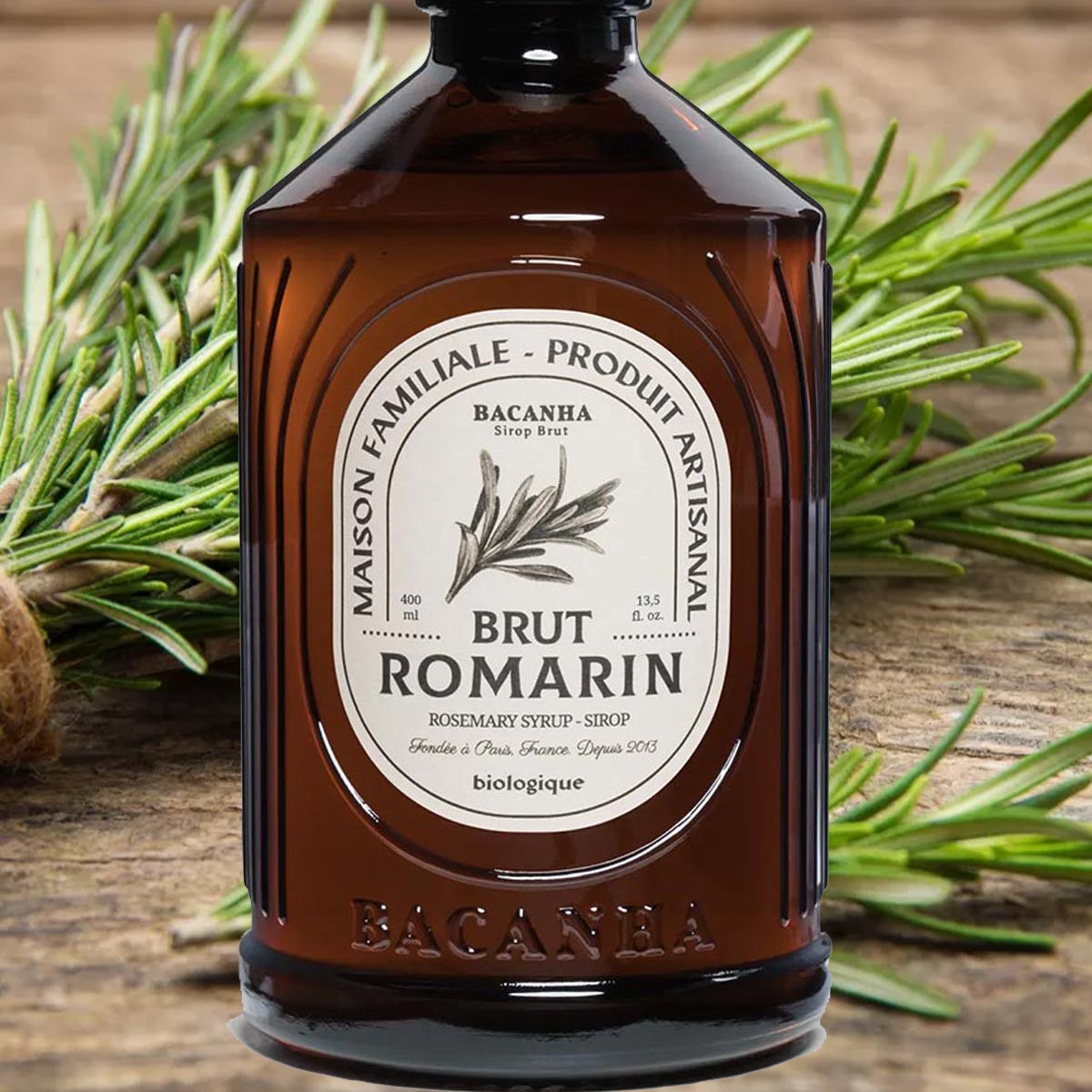 Bacanha Sirop Brut de Romarin Bio 400 ml - Bio Rosmarin Sirup mit Bio Rohrzucker