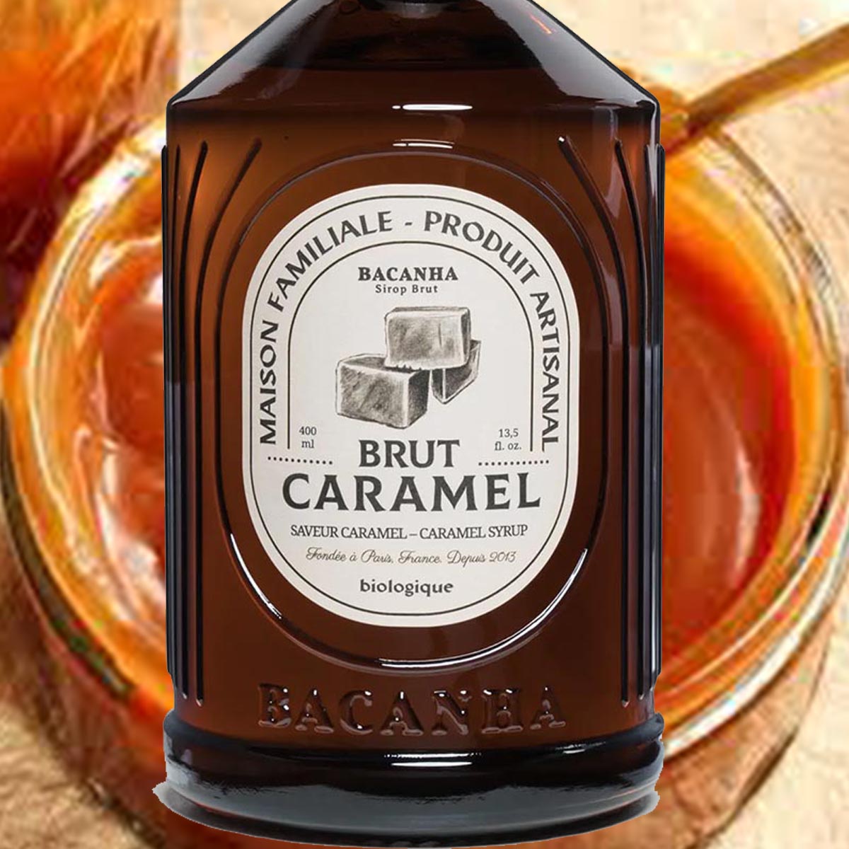 Bacanha Sirop Brut Caramel   400 ml - BIO Caramel Sirup aus Frankreich
