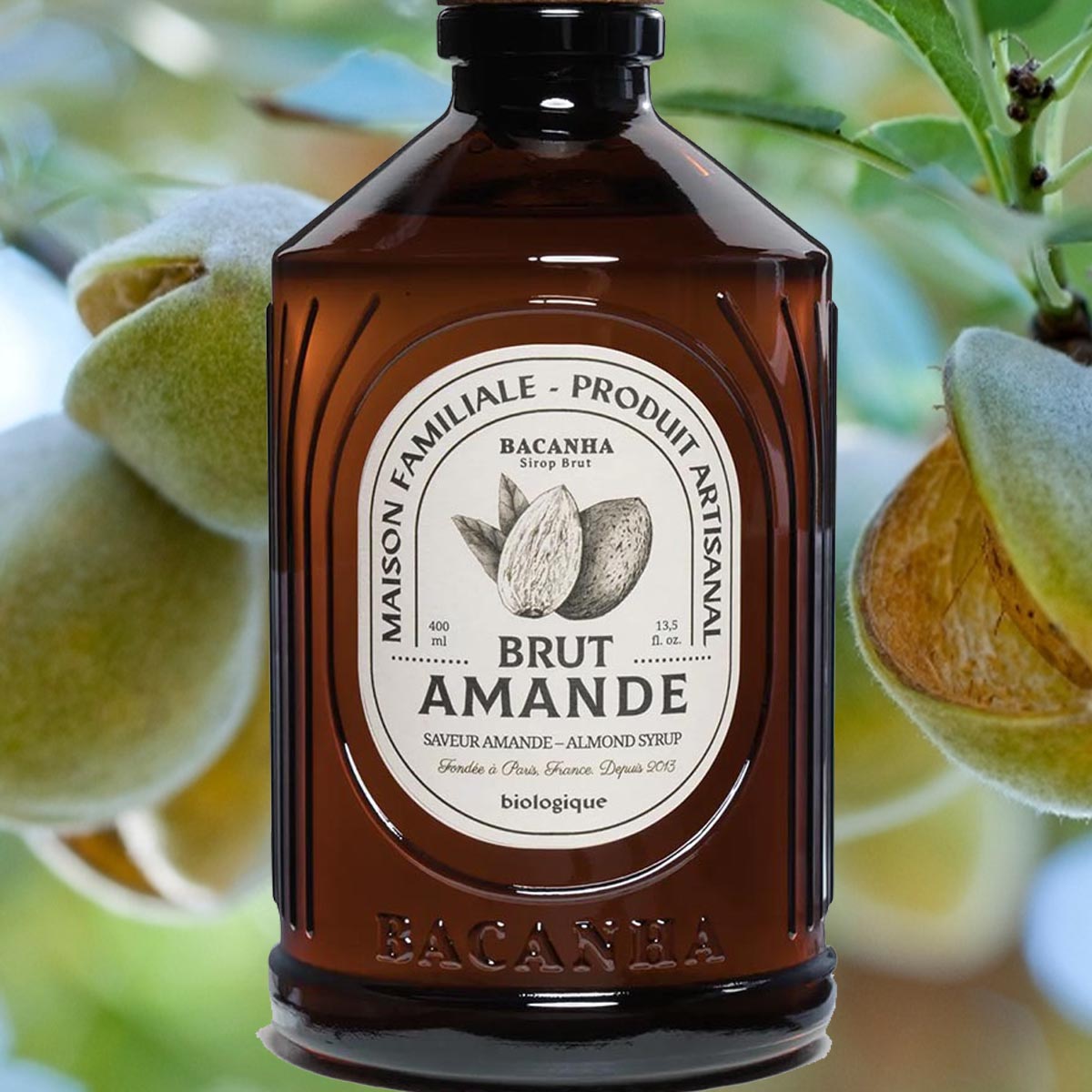 Bacanha Sirop Brut d'Amande Bio 400 ml - Bio Mandel Sirup mit Bio Rohrzucker