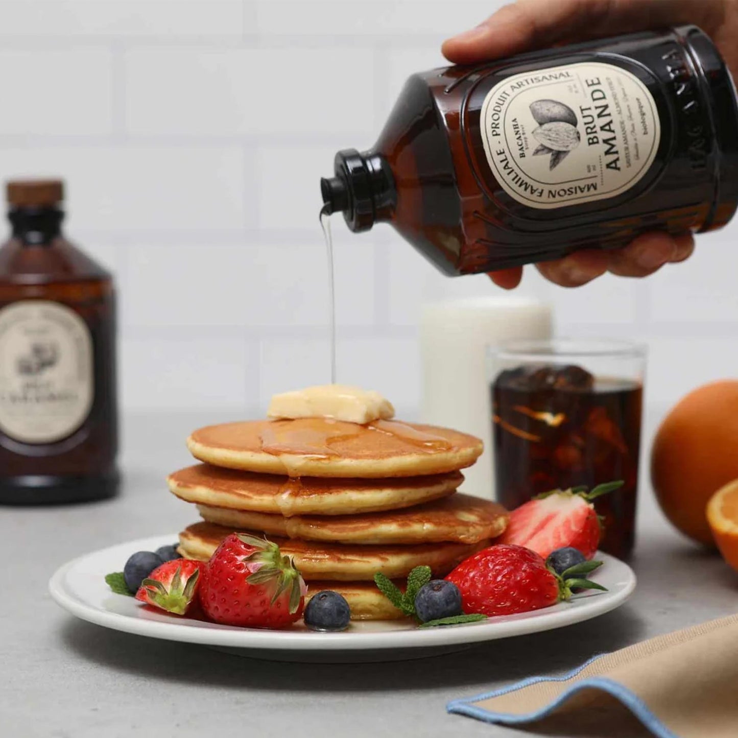 Bacanha Sirop Brut de Amande Bio Mandel Sirup – französischer Bio-Mandelsirup aus Bio-Rohrzucker in Glasflasche, ideal für Getränke und Desserts