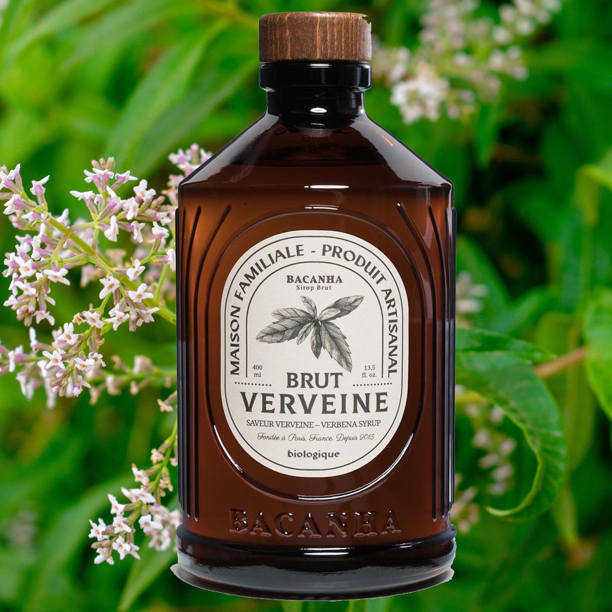 Bacanha Sirop Brut de Verveine Bio 400 ml - Bio Eisenkraut Sirup mit Bio Rohrzucker