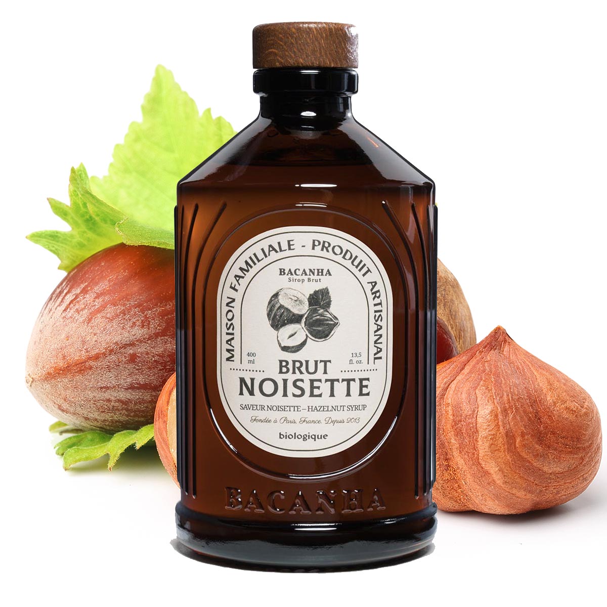 Bacanha Sirop Brut de Noisette Bio 400 ml - Bio Haselnuss Sirup mit Bio Rohrzucker