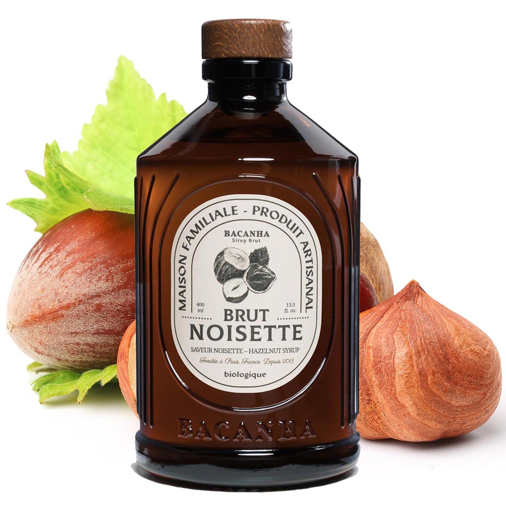 Bacanha Sirop Brut de Noisette Bio Haselnuss Sirup – französischer Bio-Haselnuss-Sirup aus Bio-Rohrzucker in Glasflasche, ideal für Kaffee und Desserts